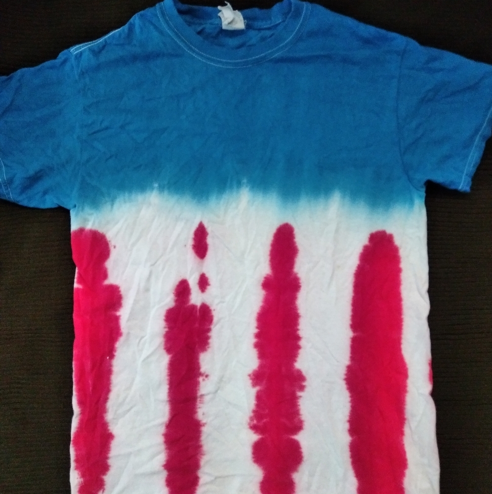 Blue and Red Tie-Dye T-Shirt